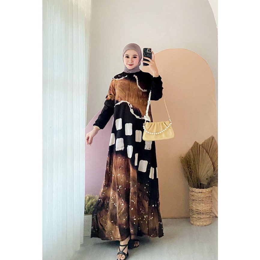 Gamis Rayon Malaman Batik Motif Viral