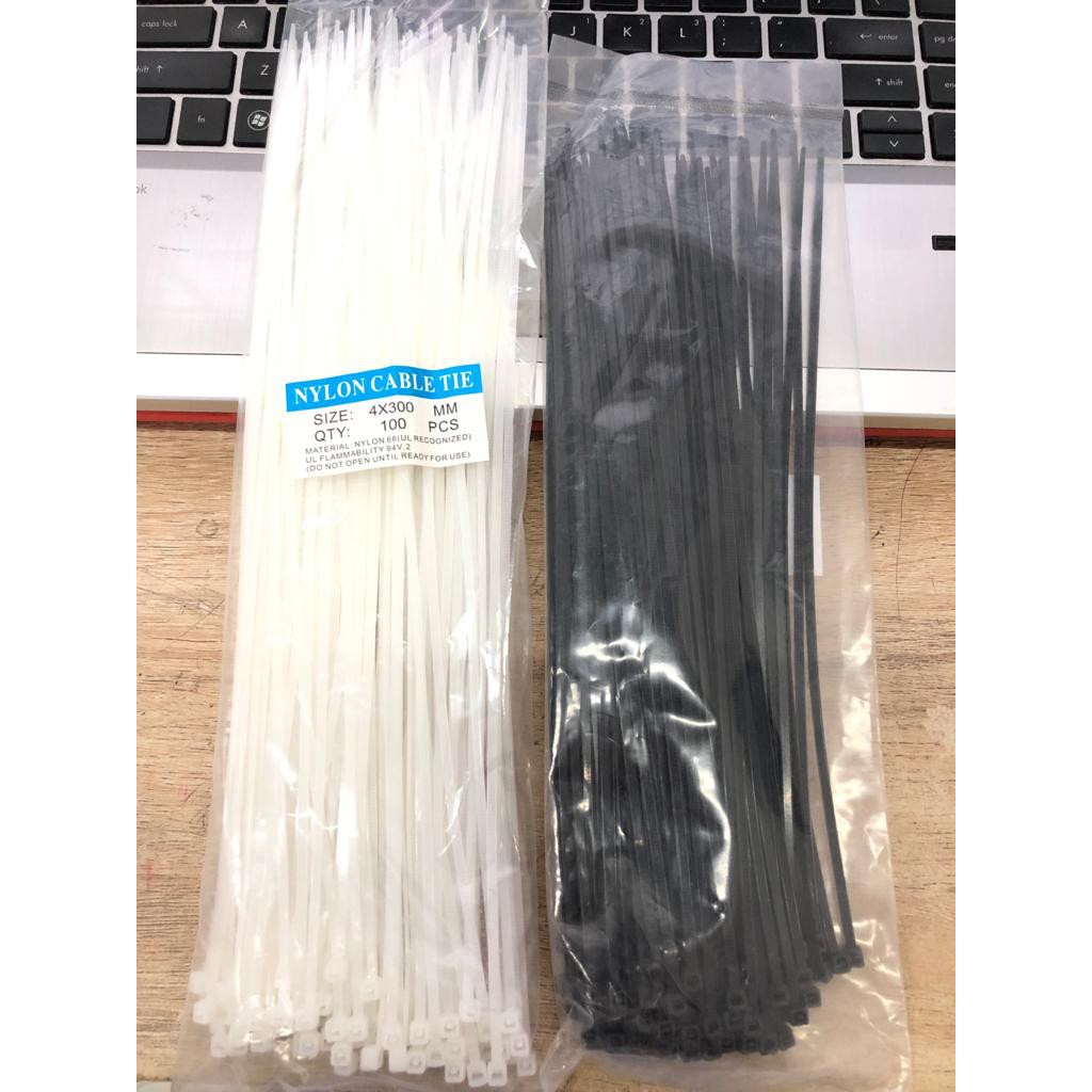 

KABEL TIE / KABEL TIES / KABEL TISH 4x300 MM 30CM HITAM/PUTIH 100 PC ISI 100PCS