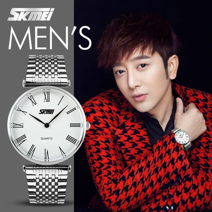 JAM TANGAN PRIA ORIGINAL ANTI AIR SUPER TIPIS CASUAL MODEL - Hitam