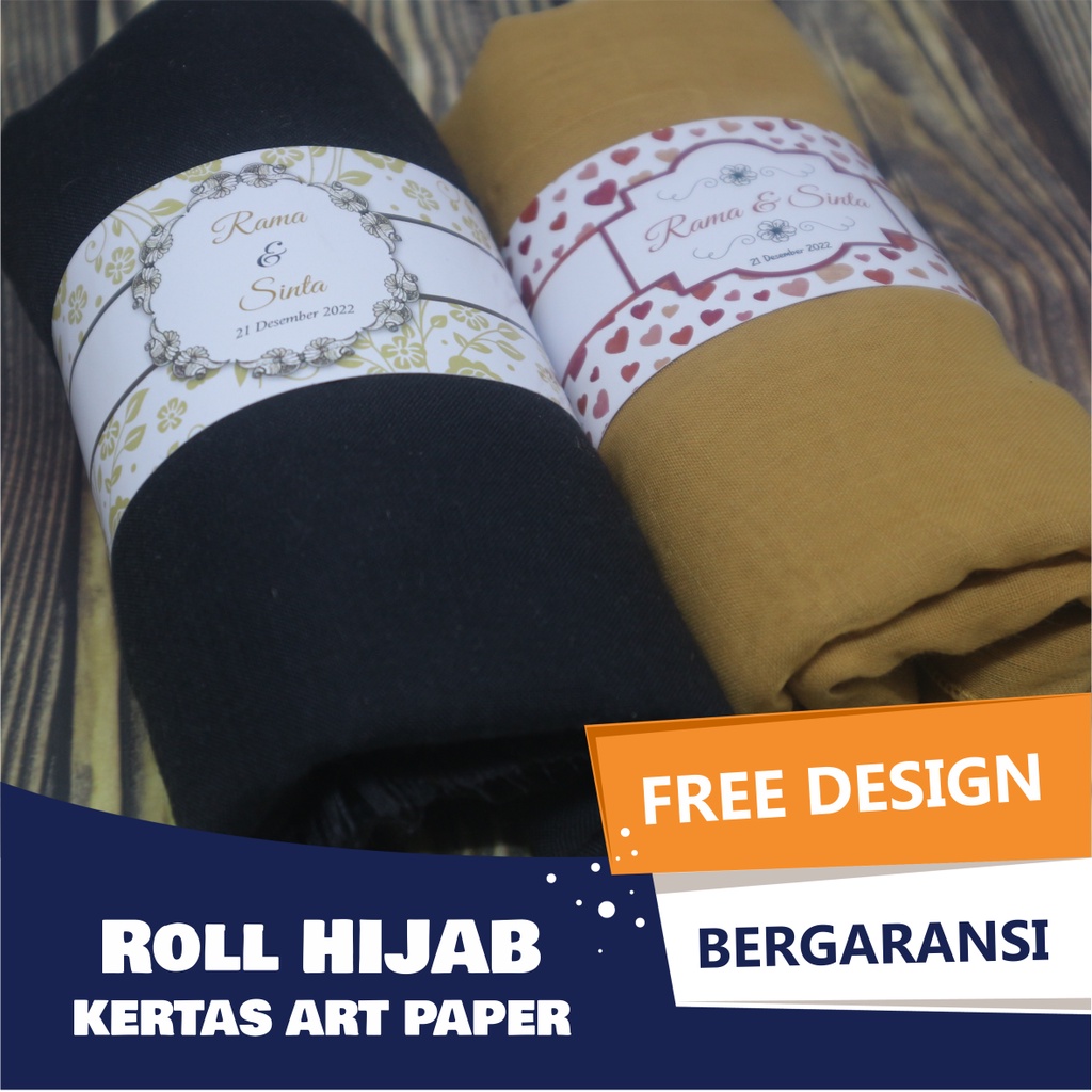 

Roller Roll Belt Hijab Label Pengikat Hijab Kerudung Jilbab Packaging Hijab Kertas Art Paper Custom Isi 100pcs