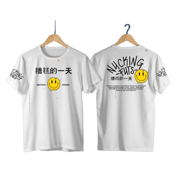 Zie Baju Kaos Distro Futs Pria Smile nucking Futs  Kaos Japan Never Lose