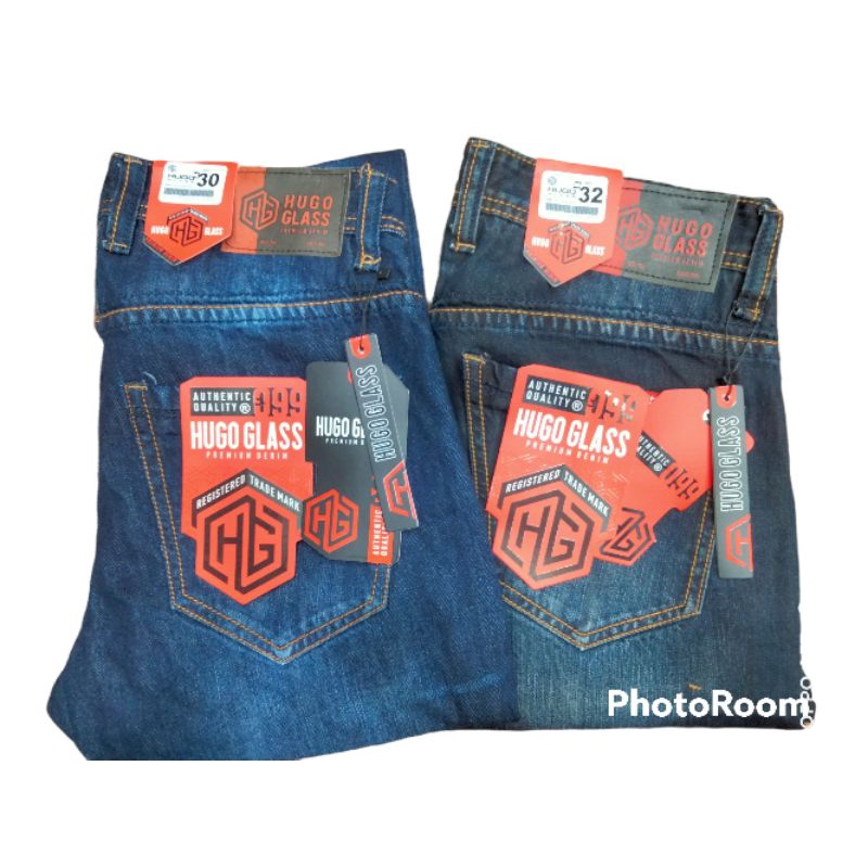 celana panjang jeans reguler hugo glass original no street/tidak mellar