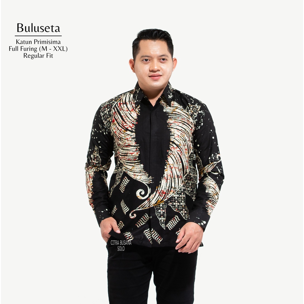 BULUSETA Kemeja Batik Pria Full Furing Bahan Katun Primisima