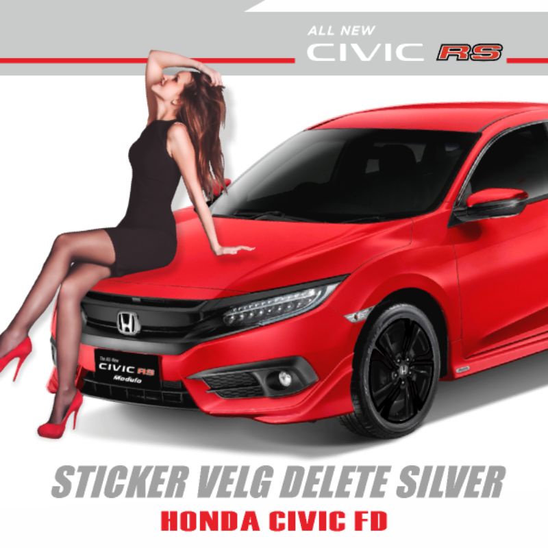 stiker sticker jari jari velg honda civic FD turbo DELETE SILVER