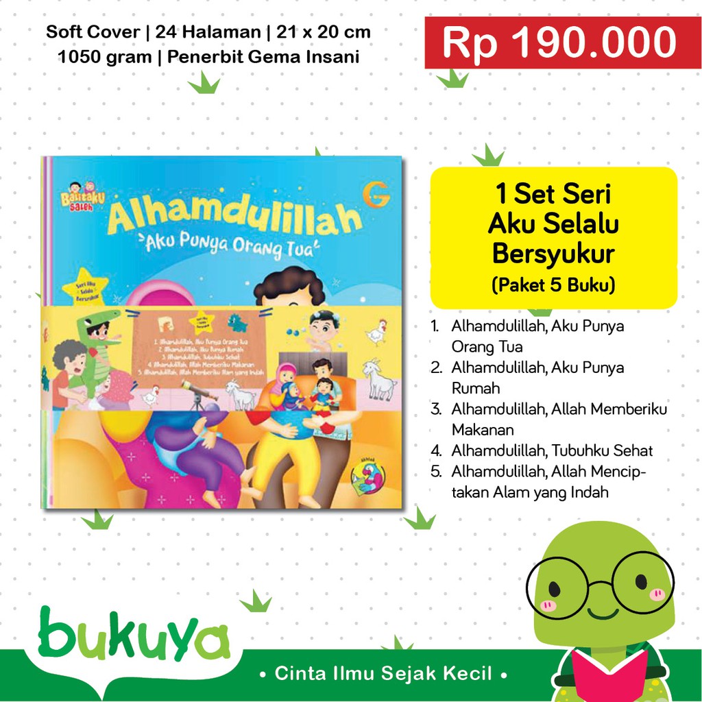 Buku Anak Balita Muslim 1 Set Seri Aku Selalu Bersyukur 5 Buku