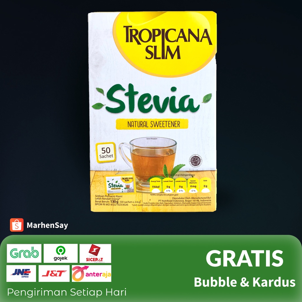 

tropicana slim stevia natural sweetener 50 sachet gula 0 kalori