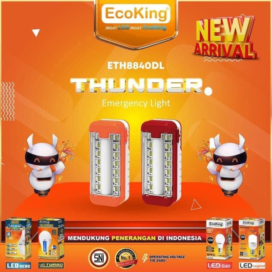 ECOKING Lampu Emergency Darurat LED 3W WATT THUNDER ETH8840DL ORIGINAL