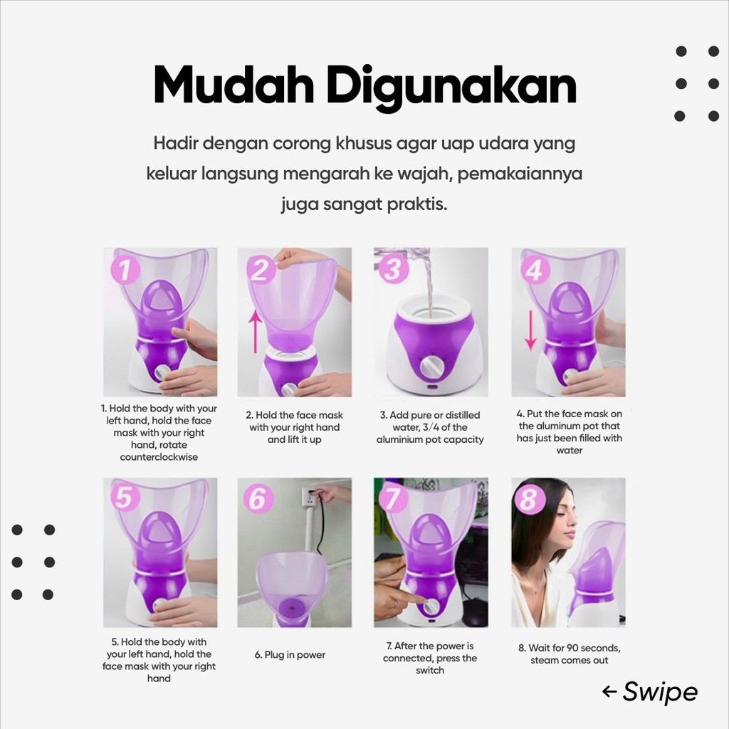 Penyegar Wajah Mulus Steamer Muka face Humidifier Cleaning Spray Steam