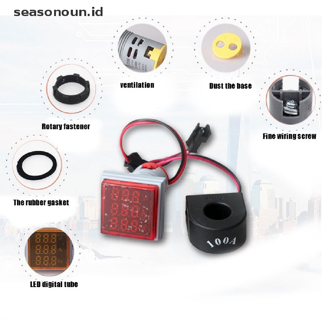 3 in 1 Voltmeter Ammeter Digital LED AC0-100A 60-500V 22mm