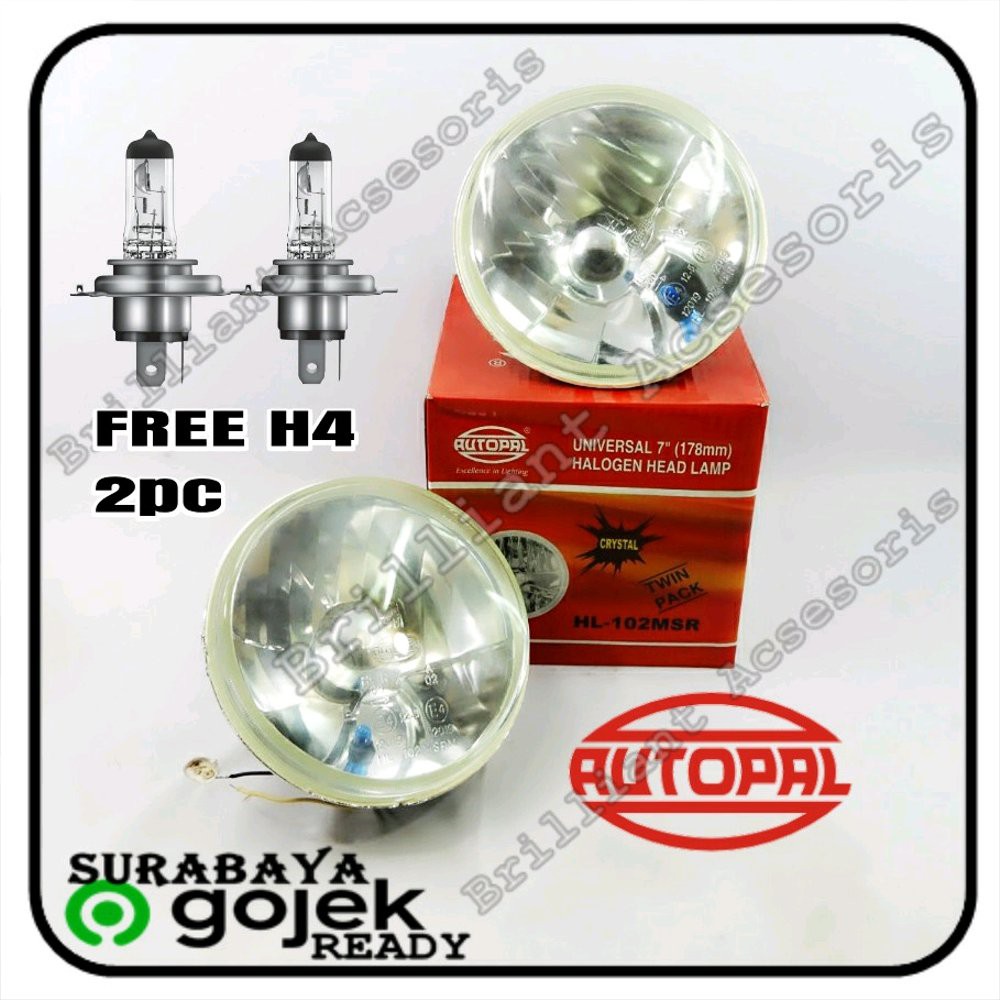 Head Lamp Lamp AUTOPAL Bulat 7inch - Paket Bohlam H4 2pcs