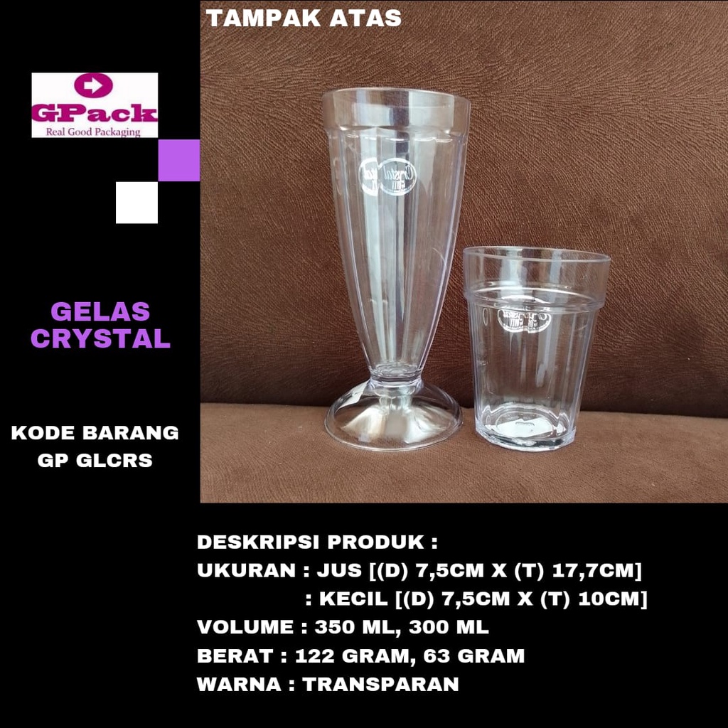 GELAS CRYSTAL MIKA PLASTIK/GELAS PLASTIK BENING 300ML,350ML (GP-GLCRS)