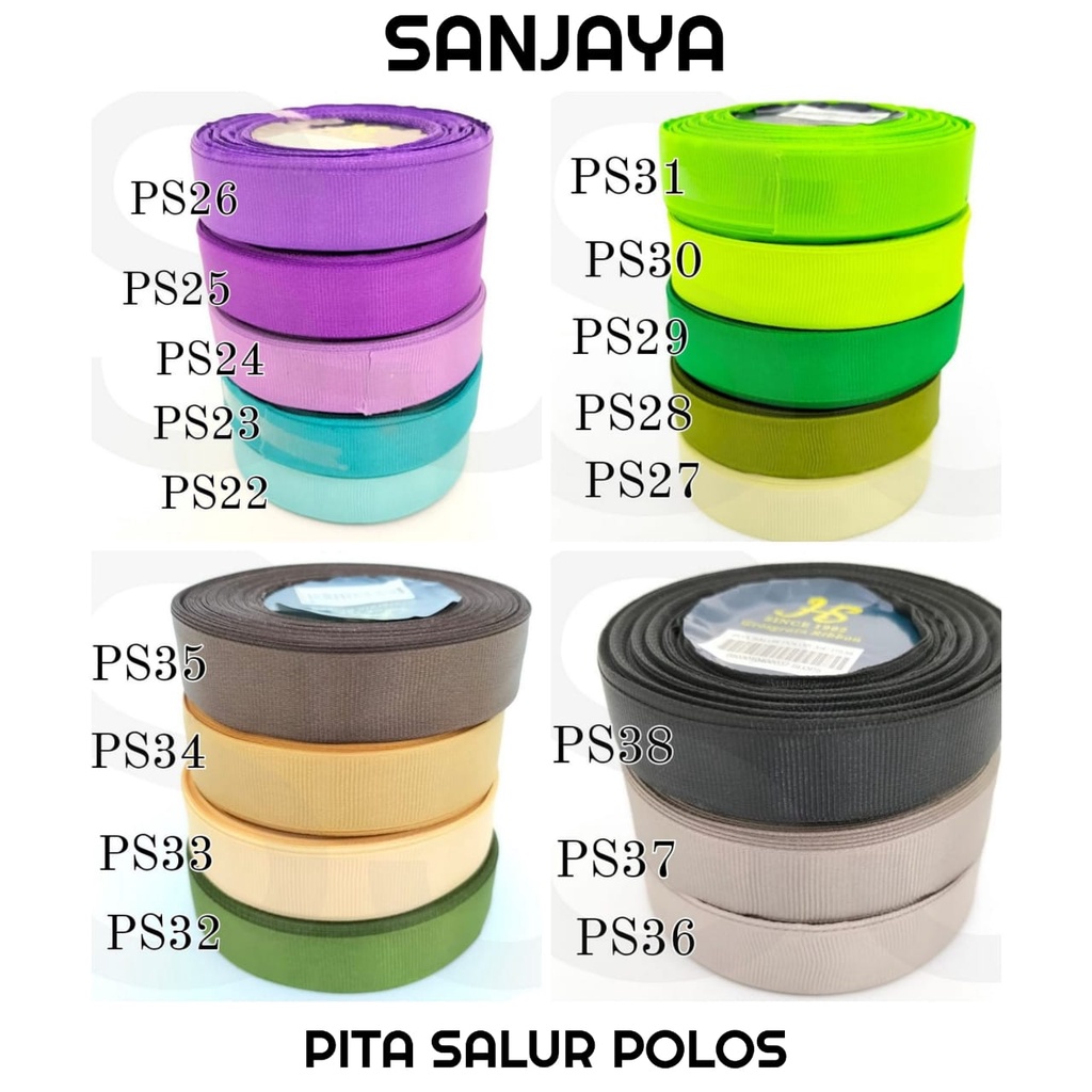 [1 Slop] Pita Salur 1/4 Inch, 3/8 Inch, 1/2 Inch, 3/4 Inch, 1 Inch, 1 1/2 Inch / Gross Grain / Pita Kado / Kain Warna / Pita Salur Polos