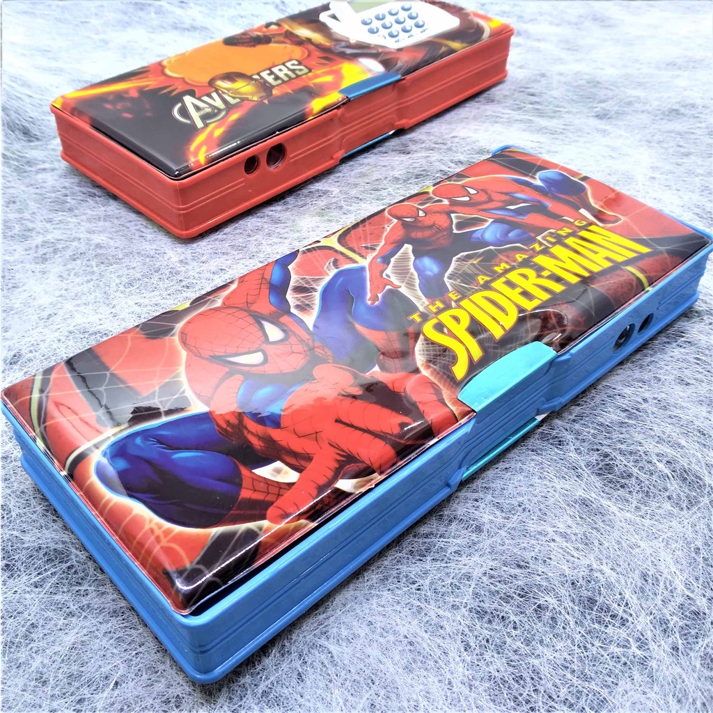 PROMO !! Tempat Pensil Magnet 1628 Karakter + Kalkulator + Rautan 2 Lubang BONUS MECHANIC PENSIL-3