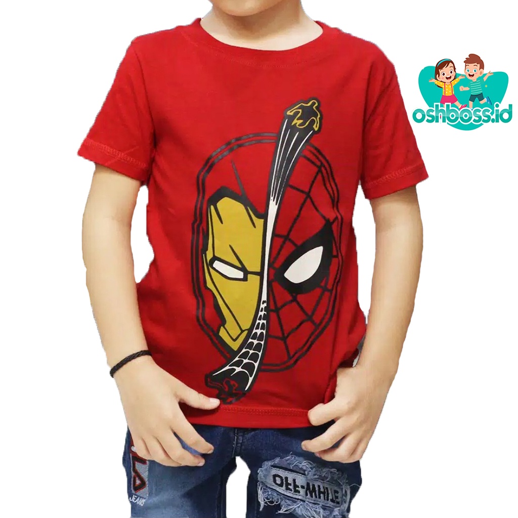 Baju / Kaos Distro Anak Laki Laki dan Perempuan/ Unisex / Baju / Motif Ironman-IRONMAN SPIDERMAN