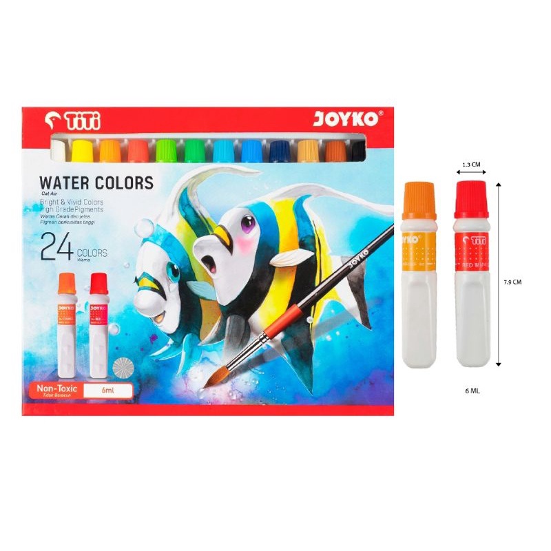 

CAT AIR SET TITI 24 WARNA 6ml WATERCOLOR PAINT LUKIS KANVAS KERTAS GROSIR ECER LUSIN MURAH