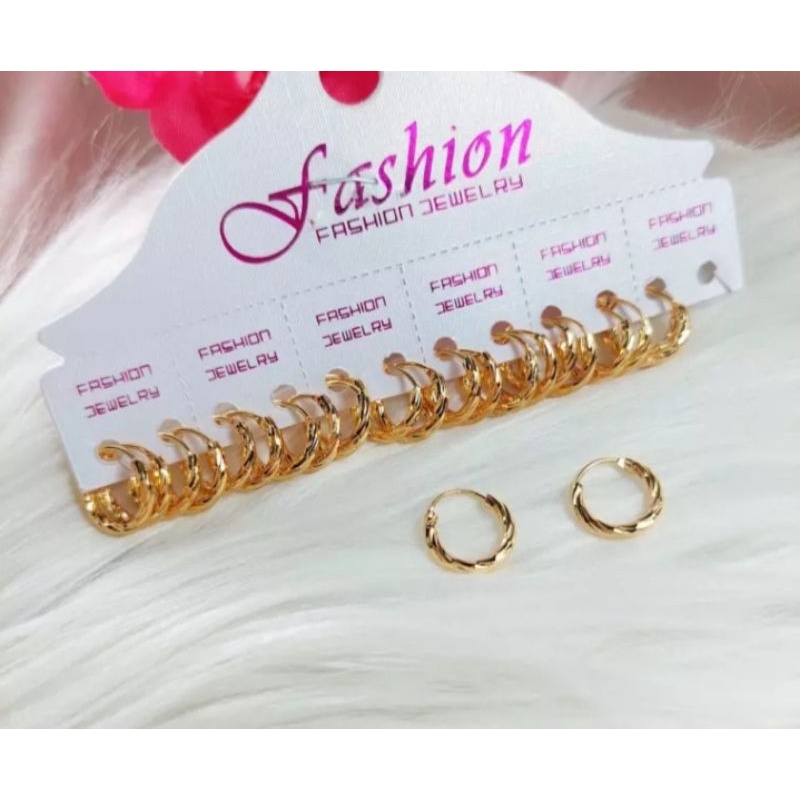 Anting gifsi bentuk bambu 10mm untuk anak gold titanium