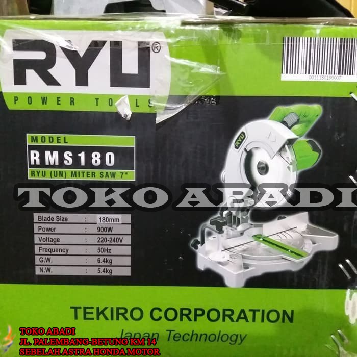 Mesin Potong Aluminium Besi Kayu RMS180 Miter Saw 7" RYU by Tkiro Japan