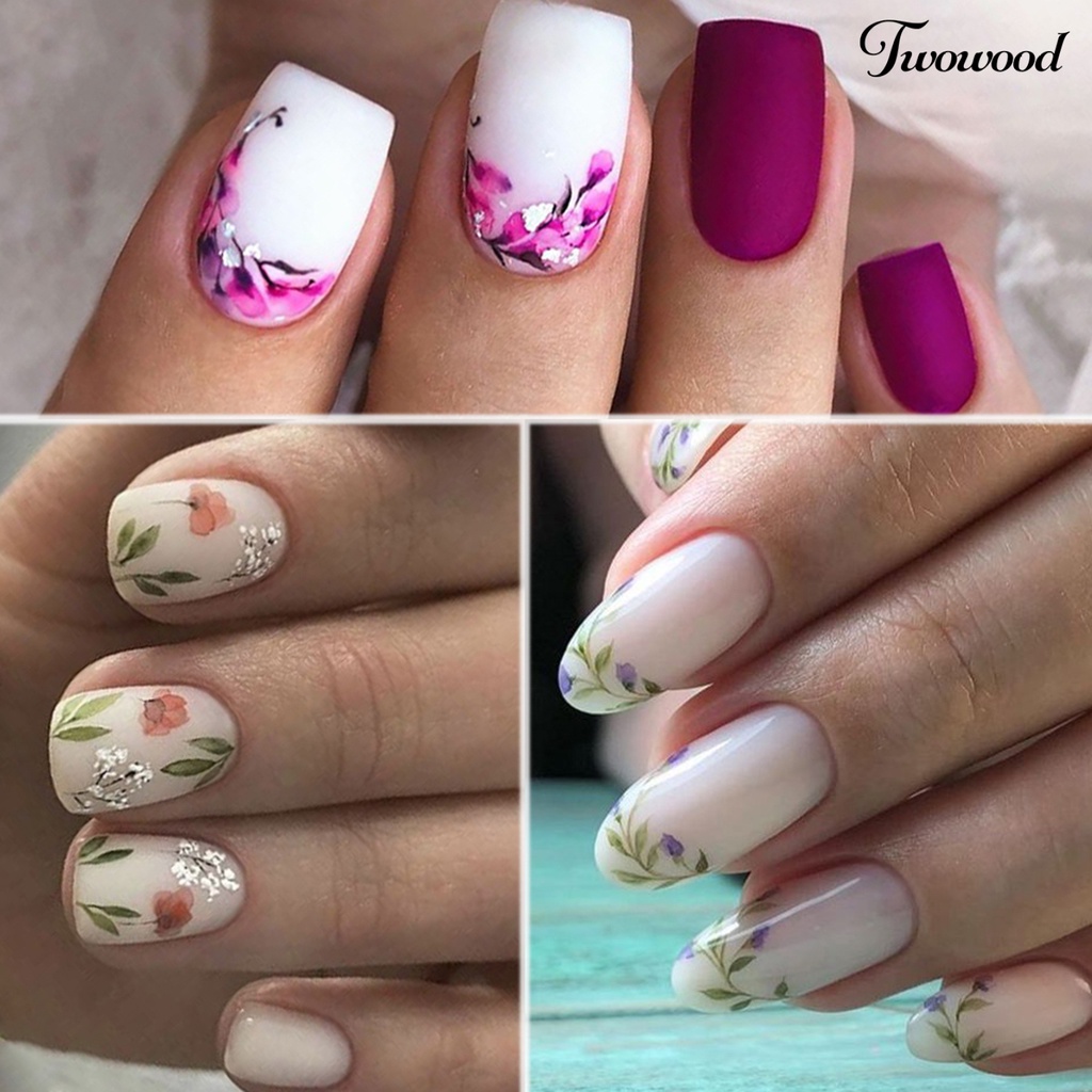 Stiker Kuku Motif Print Bunga Untuk Dekorasi Nail Art