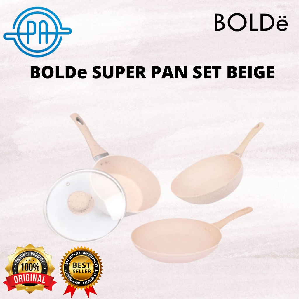 BOLDe SUPER PAN SET 4PCS PANCI GRANITE CERAMIC - BEIGE