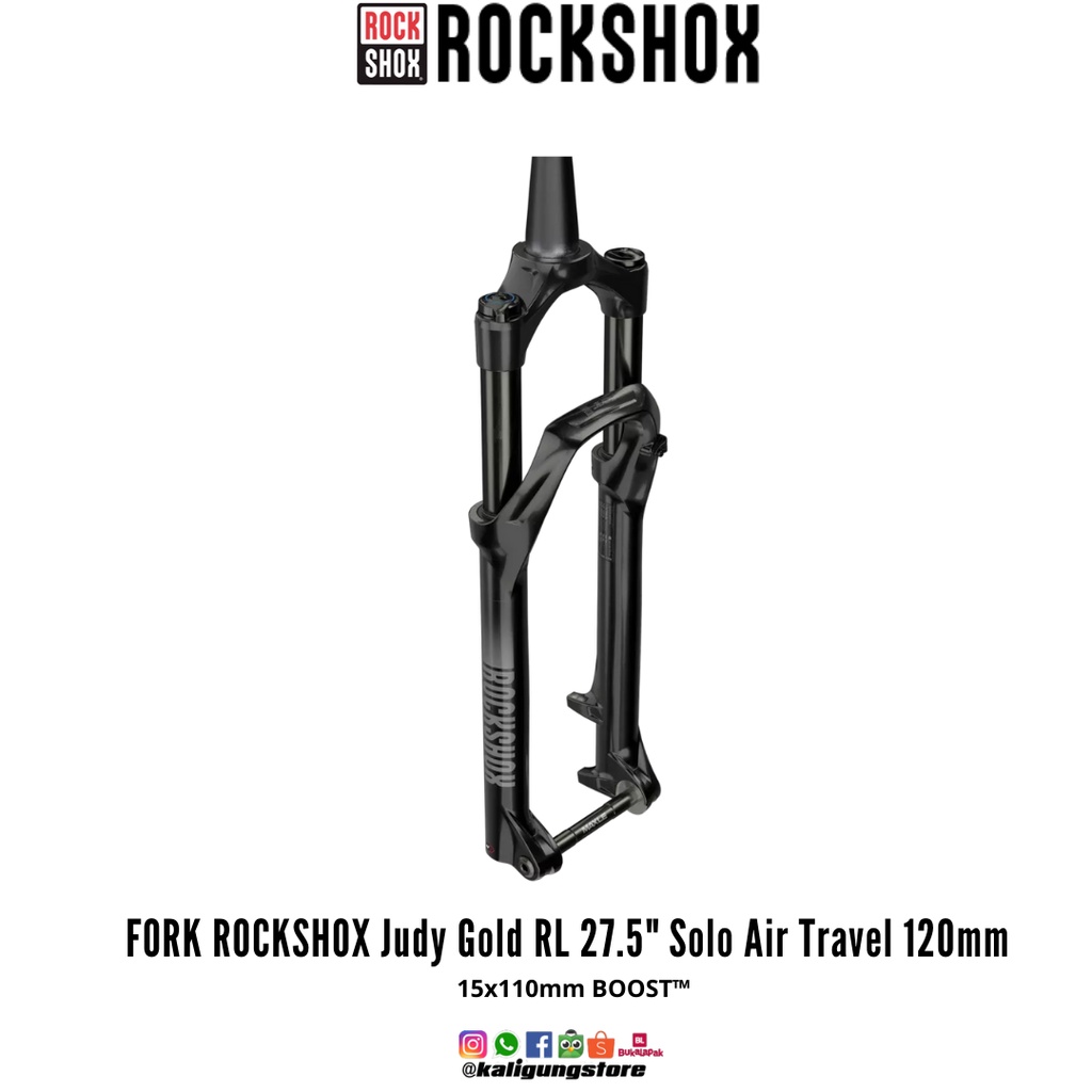 Fork ROCKSHOX JUDY GOLD RL 27.5" Solo Air Rebound BOOST - MTB Ban 27,5 - Travel 120mm / 100mm - Susp