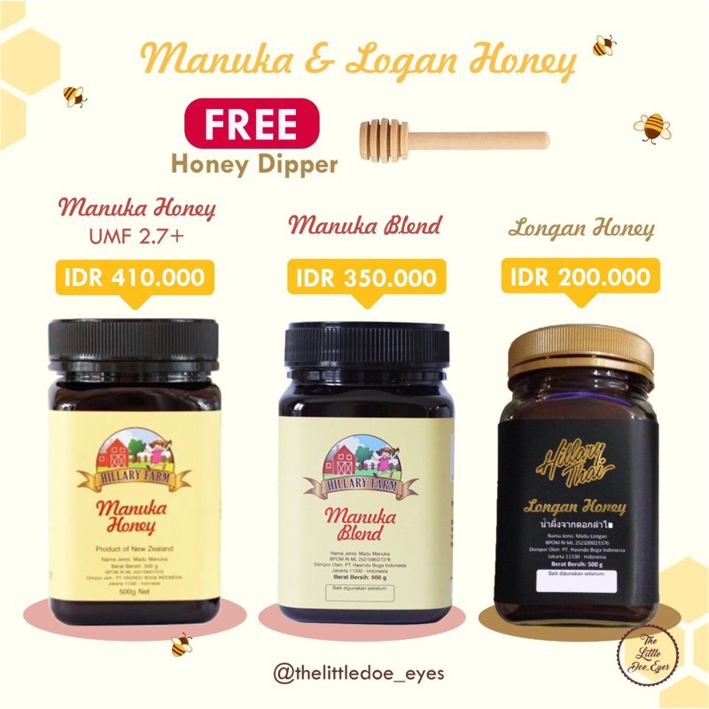 [READY] Manuka Honey UMF 3+ / Manuka Blend / Longan Honey Hillary Thai / Hillary Farm