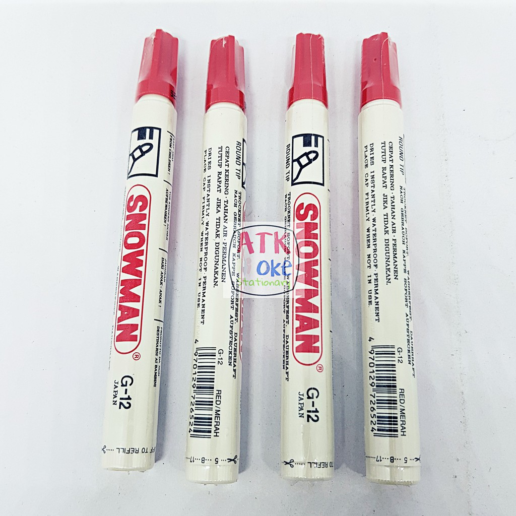 

Spidol Snowman Permanent Maker G-12 (tidak bisa di hapus ) merah