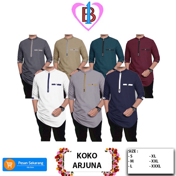 KOKO ARJUNA Ziper depan Matt Toyobo Import Pakaian Pria koko Muslimin Terbaru B1-Love-60474-61214-63230- 65283-67148-70162(S,M,L,XL,XXXL)