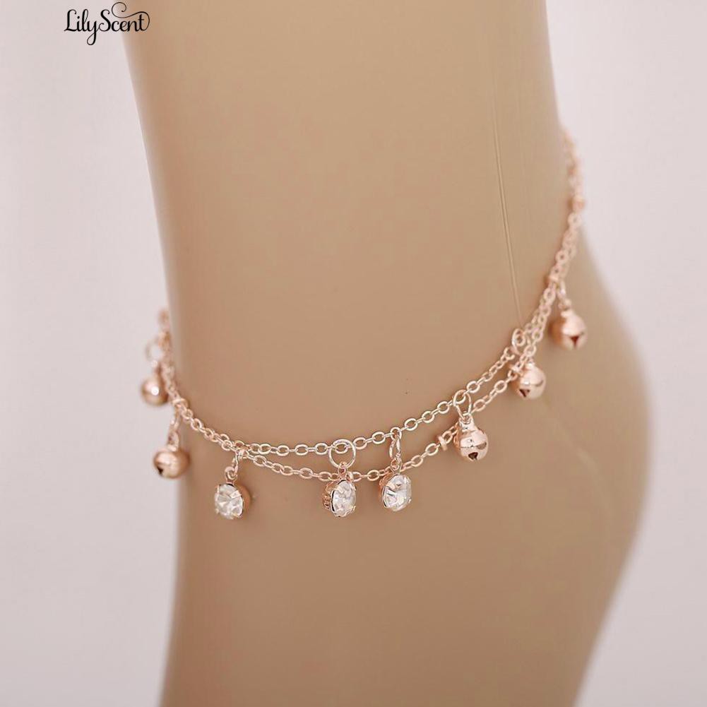 Lilyscent Gelang Kaki Berlapis dengan Hiasan Berlian Imitasi