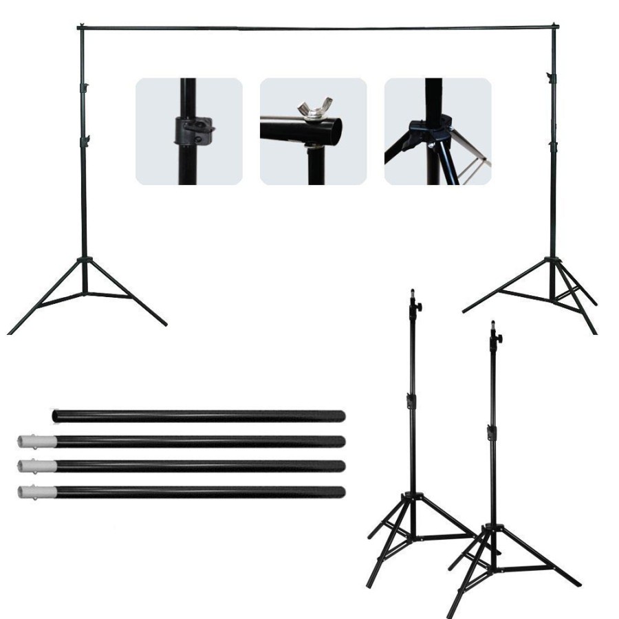 Tripod T-Shaped Bracket Stand Backdrop Foto Studio Background Frame 280 x 300 cm - DD-112 - Black