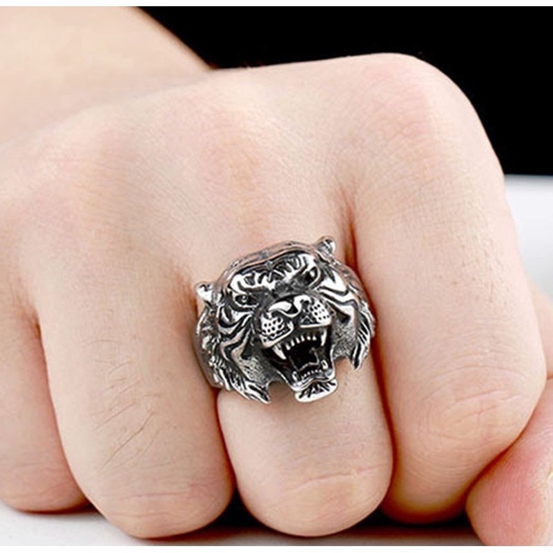 Cincin Silver Punk Motif Harimau untuk PriaXIANGXIAN