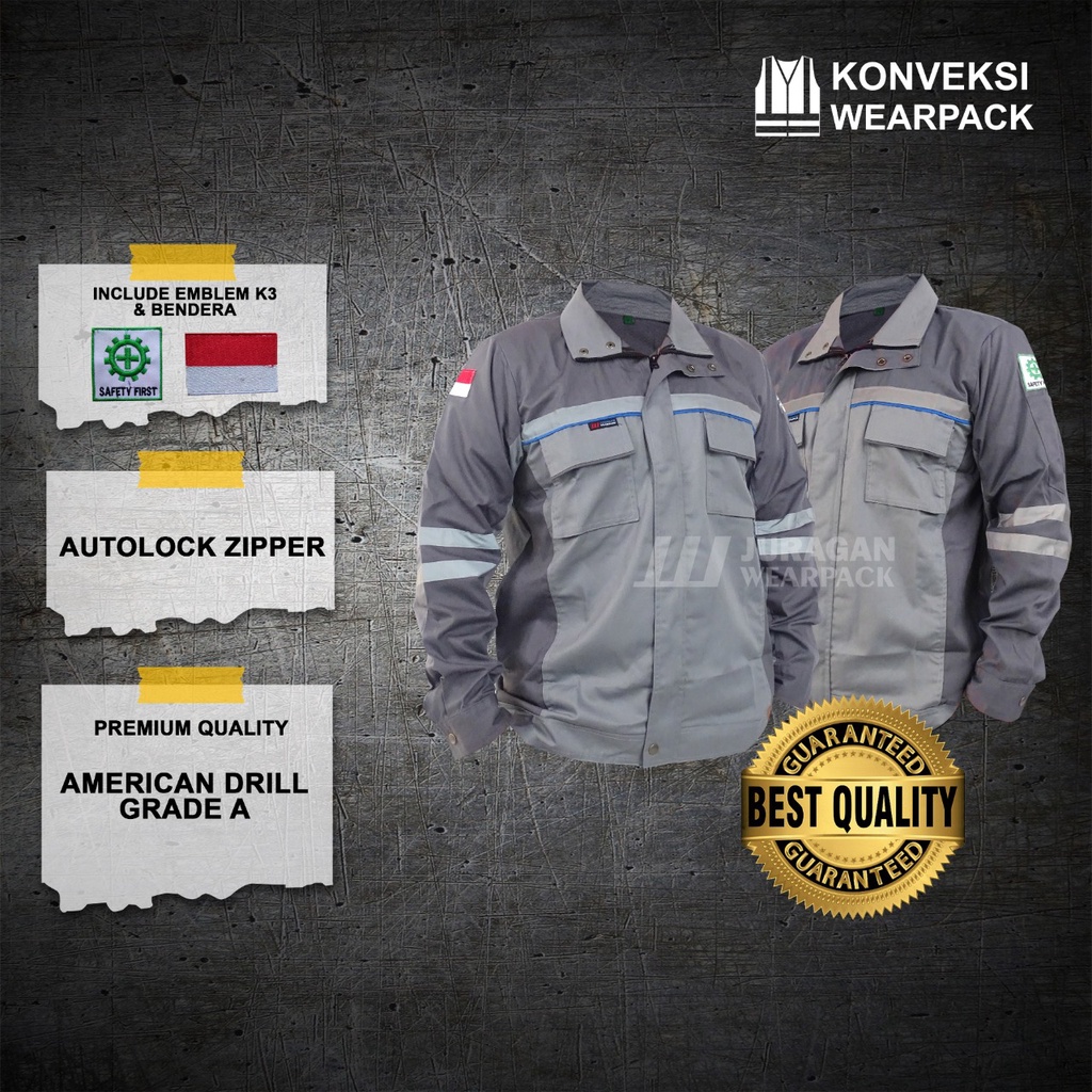 Wearpack Safety Semi Jaket Warna Abu Muda Kombinasi Abu Tua