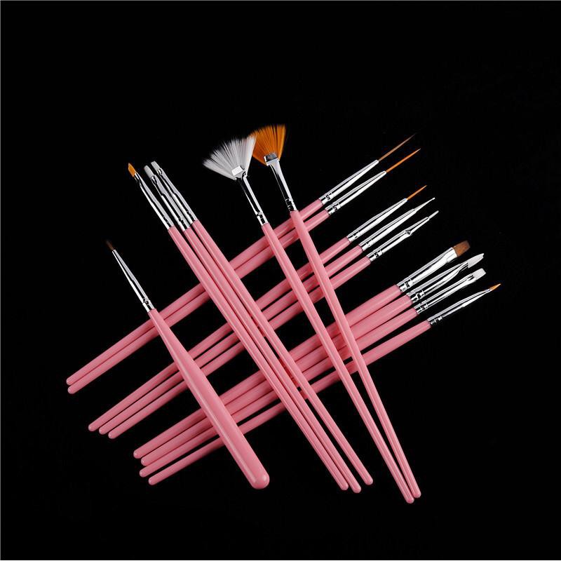 ~AB~ Brush set 15 pcs Dotting Pen 5 pcs Kuas Nail Art Penghias Kuku Bundle