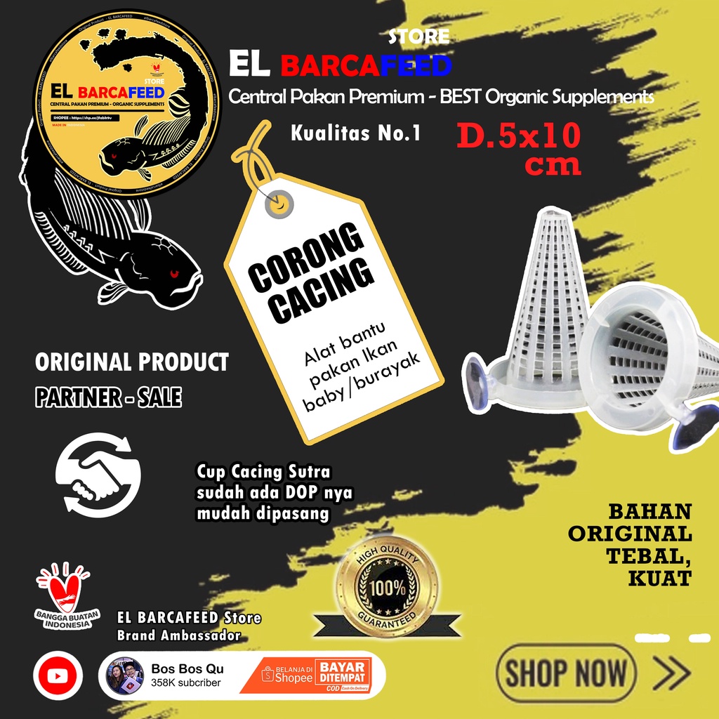 CORONG CACING ( Wadah Tempat Kerucut Cacing Sutra Casut Rambut Bloodworm Bw Darah Beku Tempel ) - EL BARCAFEED PARTNERSALE