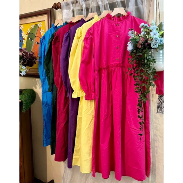 MIDI dress bahan katun poplin