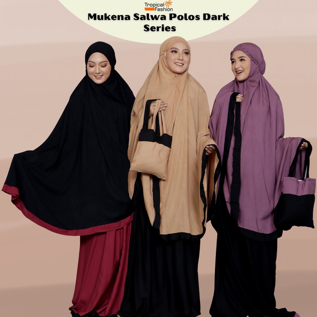 Mukena Bali Salwa Polos Dark Untuk Dewasa Bahan Rayon Premium