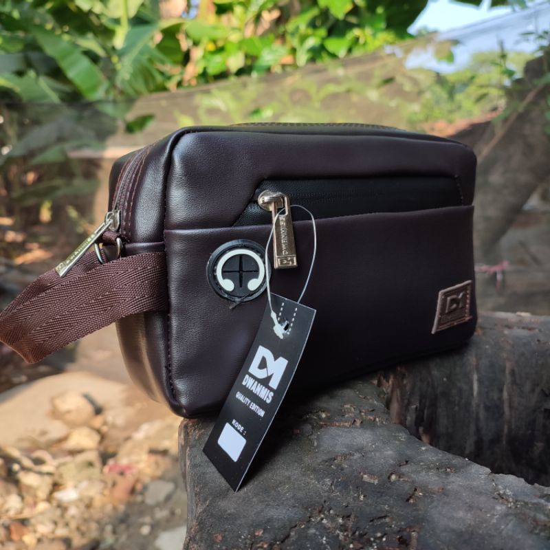 Hand Bag Pria Original DM30 | Dompet Tangan Kulit Sintetis Spesial Coklat | Coluth Best Model 2023