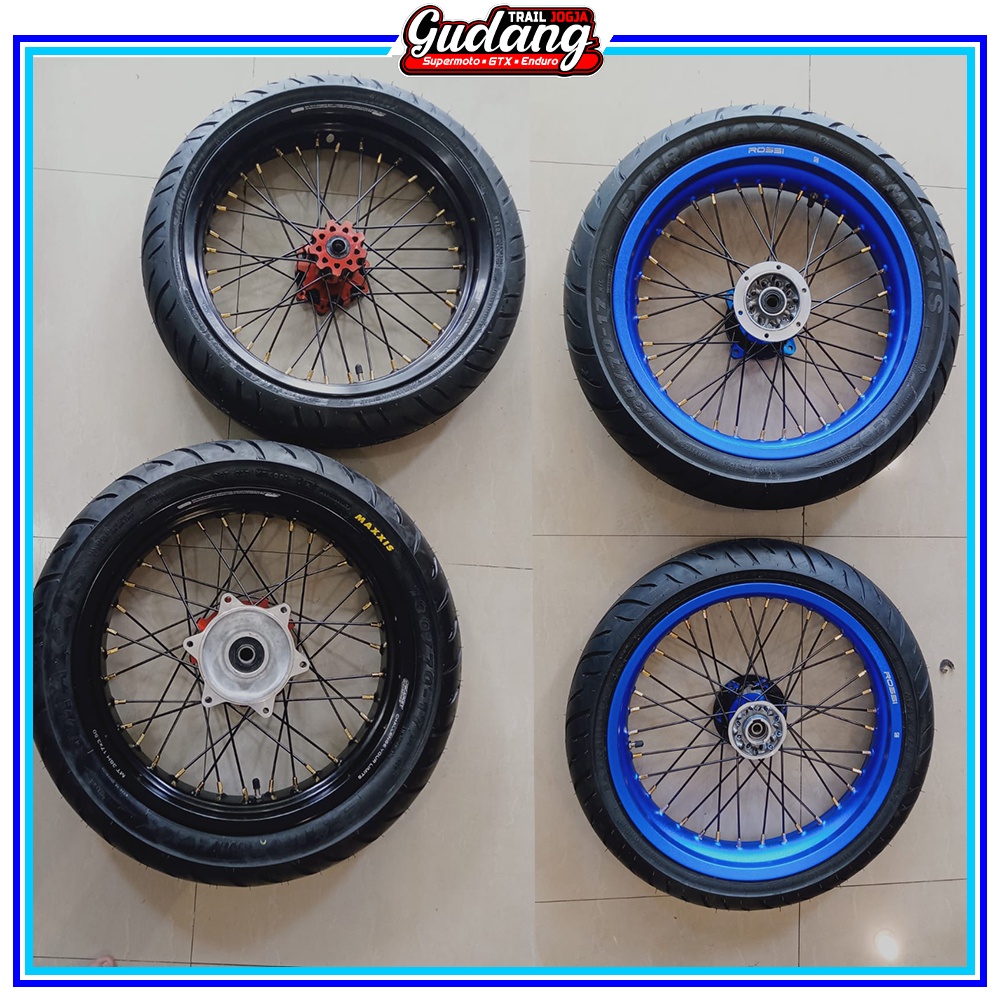 Ban Set Supermoto KLX 150 BIGFOOT DTRACKER CRF 150L WR 155 Velg Scarlet Expedition Champ Sprint XD Tinggal Pasang 300 350