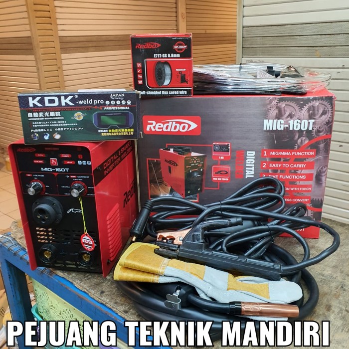 MESIN LAS REDBO MIG 160 T TRAVO LAS CO REDBO MIG-160T FLUX CORE GASLES