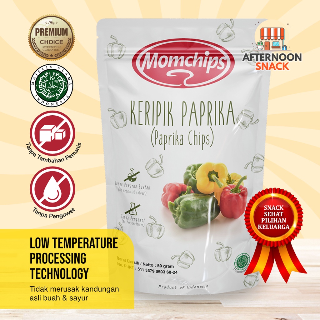 Keripik Paprika Momchips Cemilan Sehat Keluarga Snack Sehat Buah &amp; Sayur GLUTEN FREE 50gr