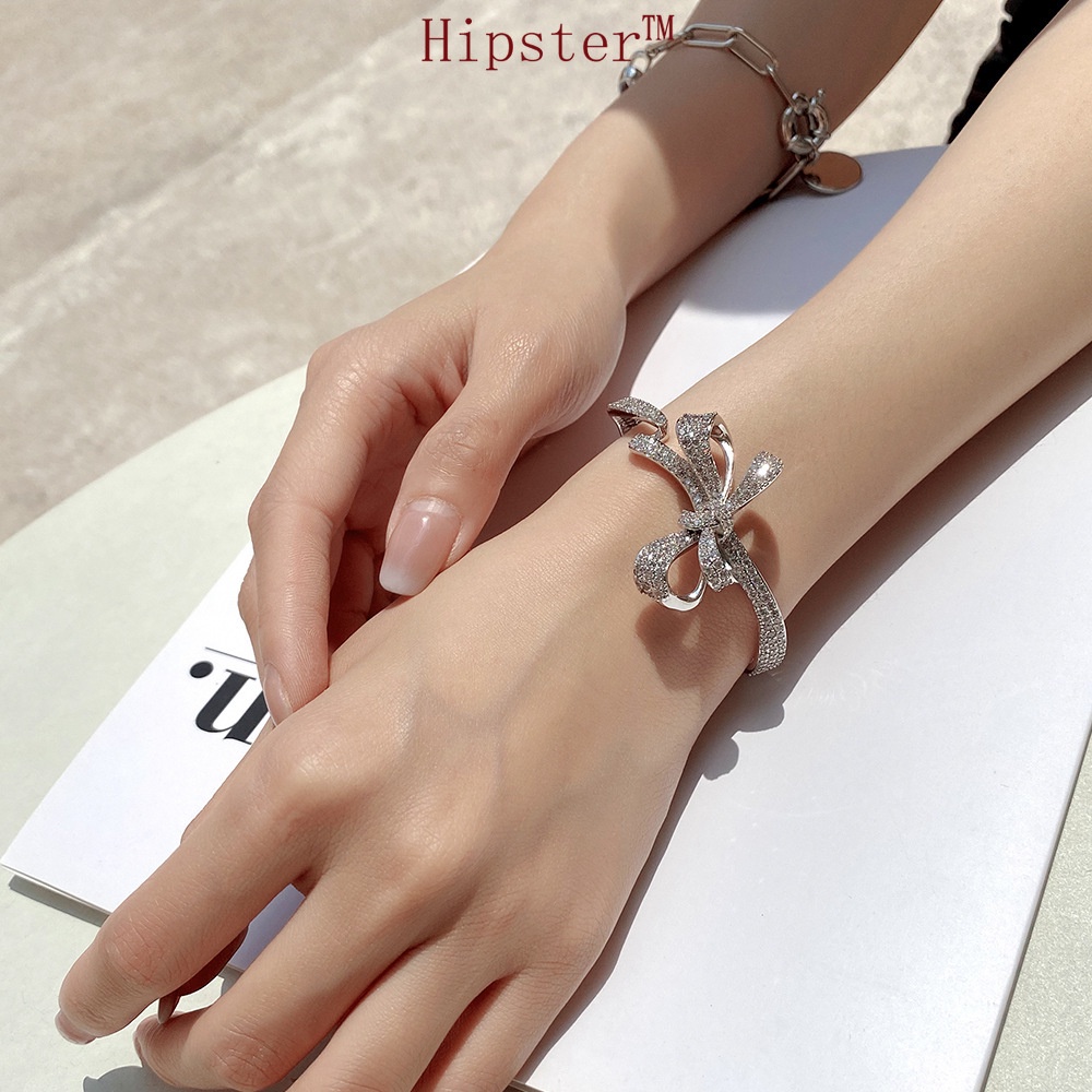 Same Style Super Fairy Design Splendid Diamond Bow Necklace Personality Butterfly Bracelet Set