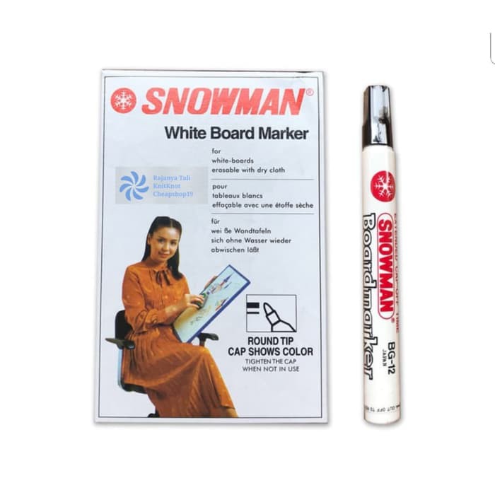 

Spidol BG12 Whiteboard SNOWMAN (Hitam Black) BG-12 Marker Papan Tulis RJT