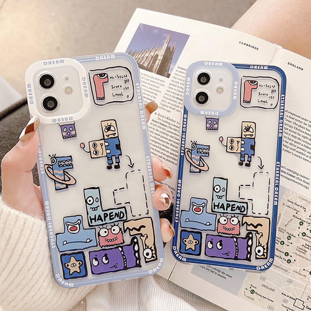 Soft Case TPU Motif Kartun Tetris Cover OPPO Reno 6 Pro 5Z 5F 5 Lite F7X F9 F19 Pro Plus