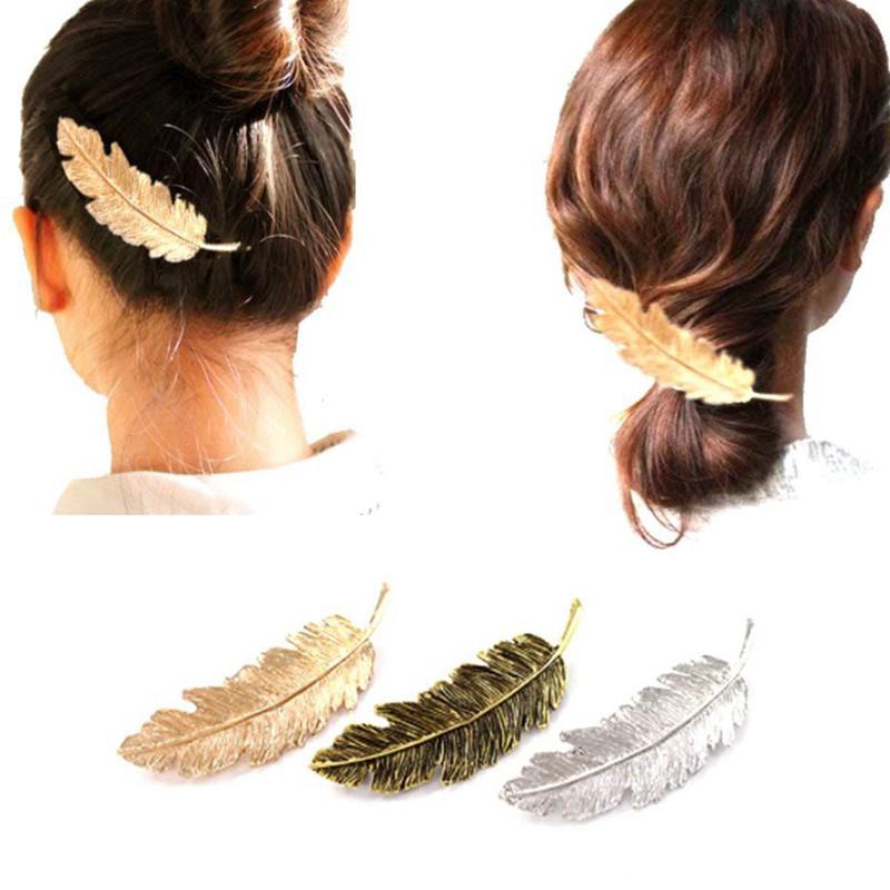 3pcs Elegant Barrettes Accessories For Lady Feather Design Women