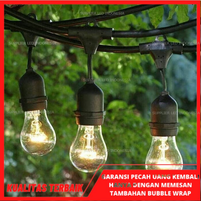 Fitting Lampu Gantung Outdoor 10M 10 Fiting /  5M 10 Fitting kabel 5 M / 10 M CAFE TAMAN DEKORASI