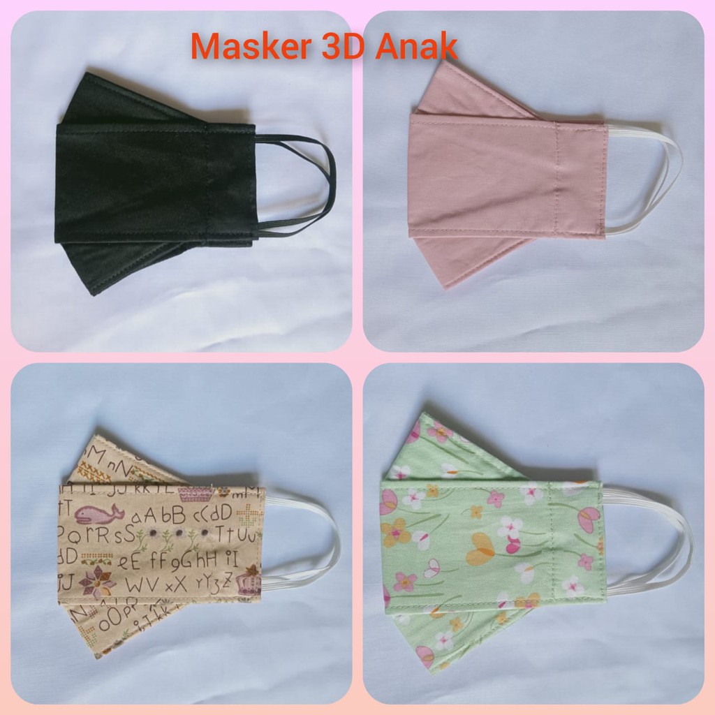 MASKER  KAIN 3PLY  3D ANAK ( 8 TAHUN SD 12 TAHUN) KATUN JEPANG