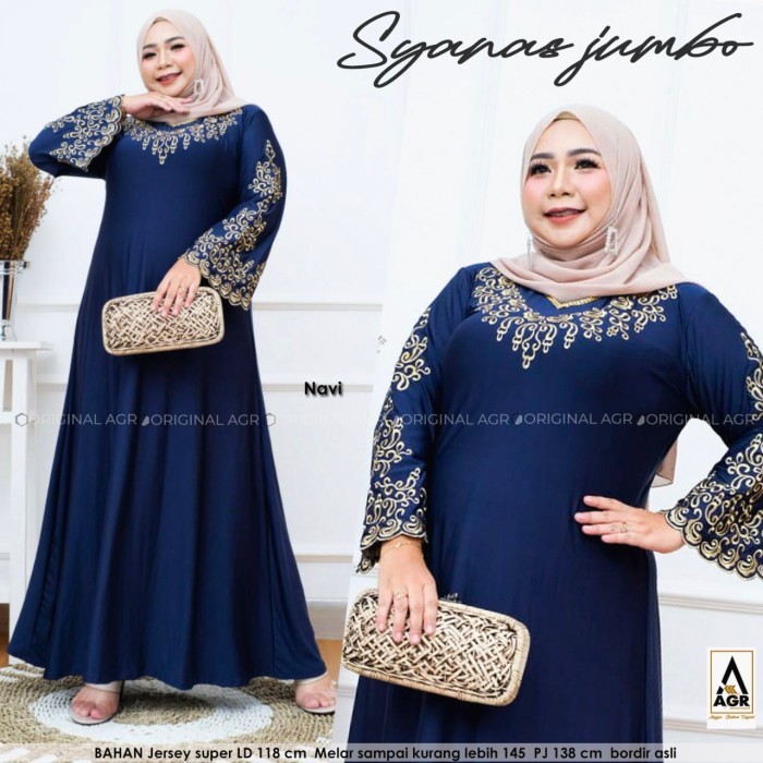 TERBARU     Abaya gamis bordir jumbo ld 120-140.