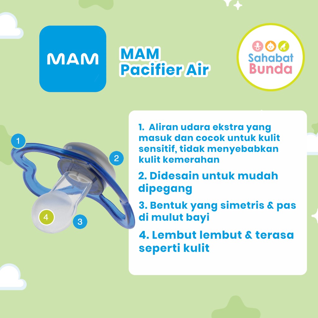 MAM Orthodontic Pacifier Air Ori Night 0-6M Baby Soother Empeng Bayi-2