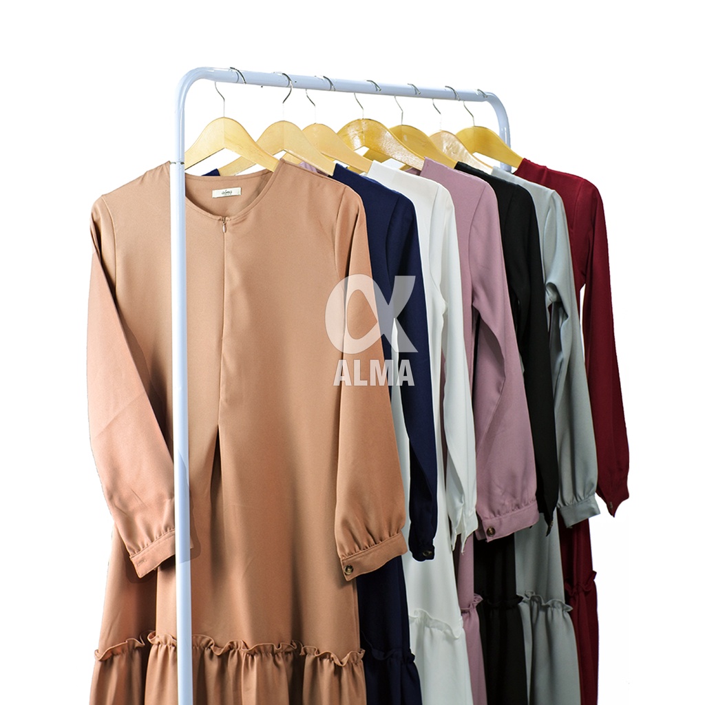 Jovinna Dress Maxi Gamis Jumbo Busui Size 5L XXXL XXL XL L M S | Matt ITY Crepe