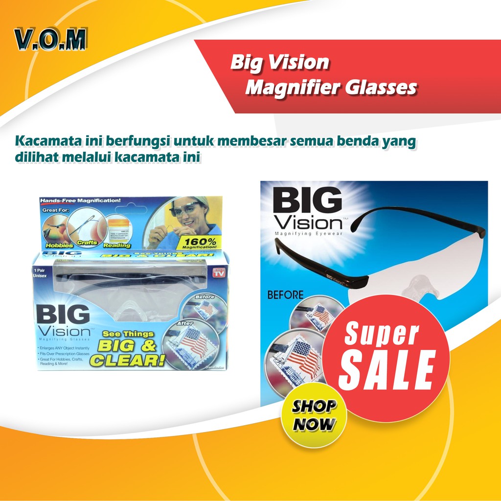 VOM Big Vision Magnifier Glasses / Kacamata Pembesar - 0364