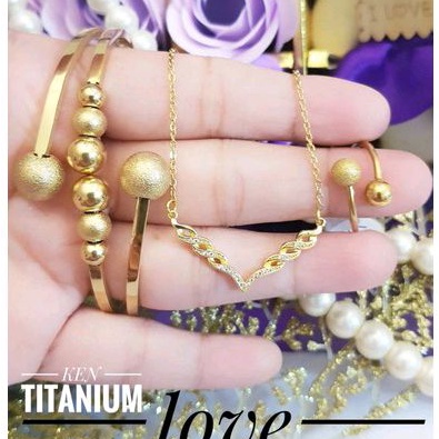 Titanium Set Perhiasan Wanita Gold Boba 169220